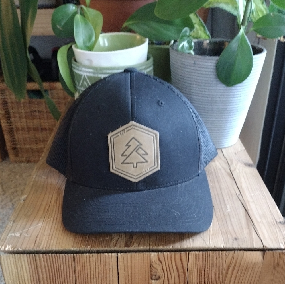 Black Trucker Hat with Tree Logo - Picture 2 of 5